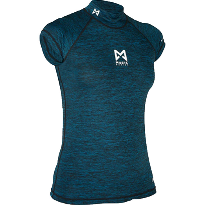 2022 Magic Marine Womens Cube Short Sleeve Rash Vest MM081012 - Dark Blue Melee